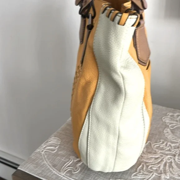 Oryany Lyssie Soft Pebbled Leather Color-Block Tote Shoulder Bag - Picture 4 of 15